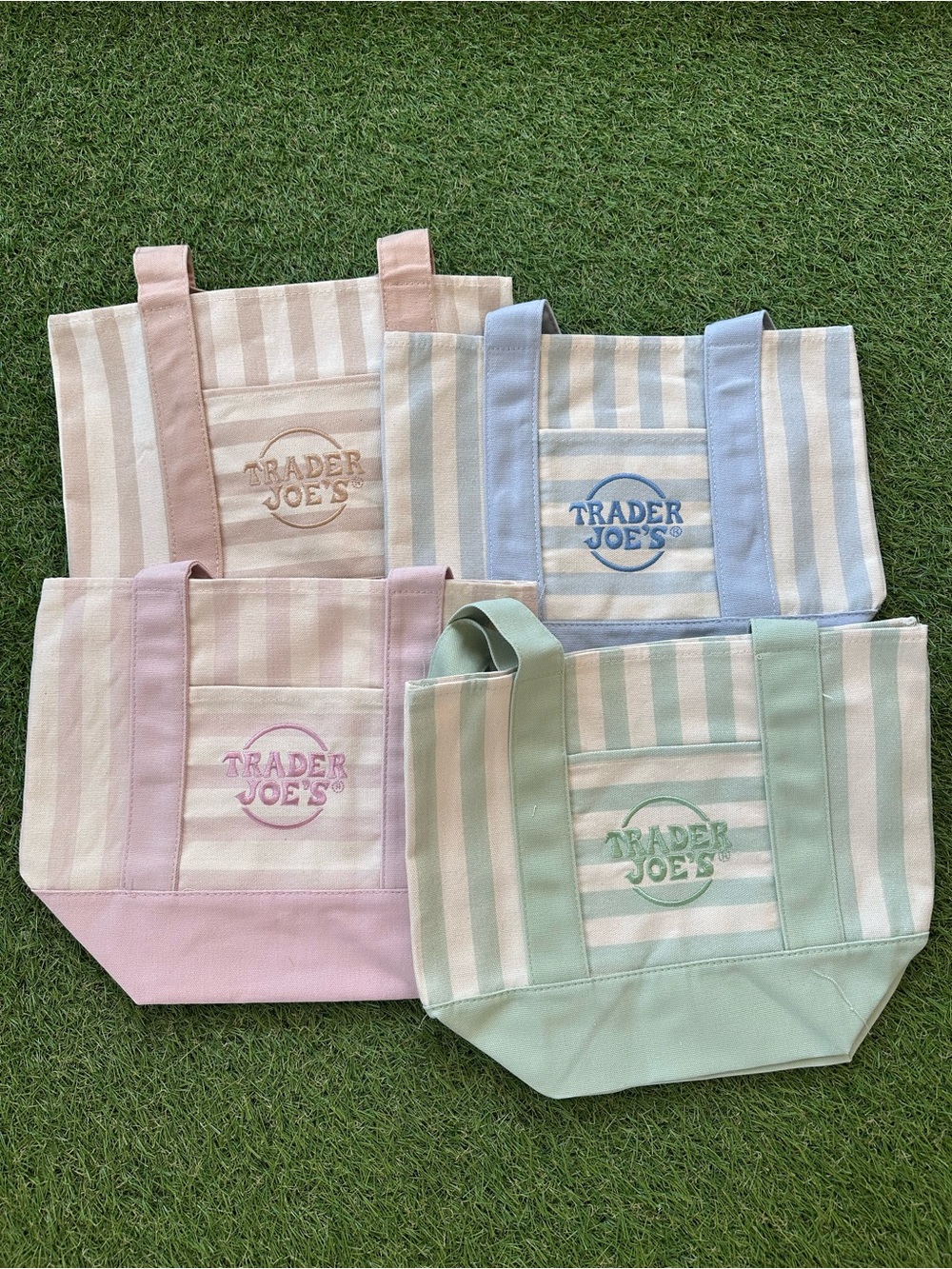 Trader Joe's Mini Pastel Striped
Tote Bag Set Of 4